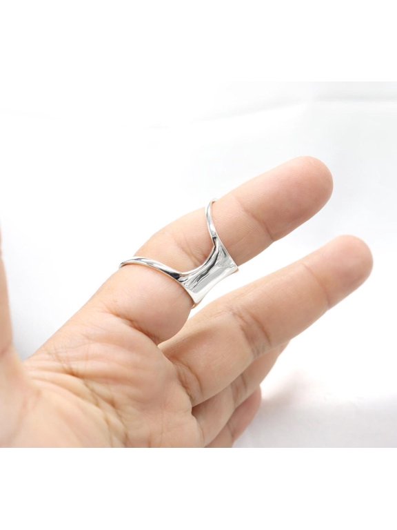 Silver Handmade Wide Bridge Open Band Ring Three-Way Wear Comfort