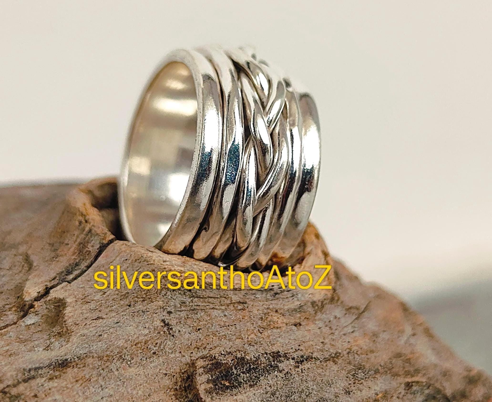 TRIDHA SILVER Silver Spinner Ring, Braided Celtic Band, Vintage Mexico ...