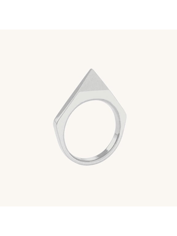 - Stainless steel spike ring, geometric punk style, pointed 9 mm band, unisex silver tone 316L fashion
