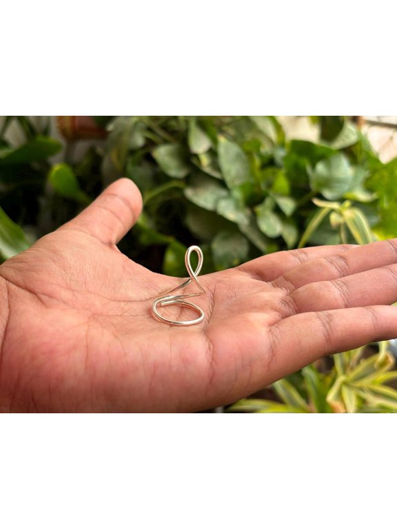 Swan Neck Adjustable Ring Silver Open Band Minimalist Design Size Adjustable