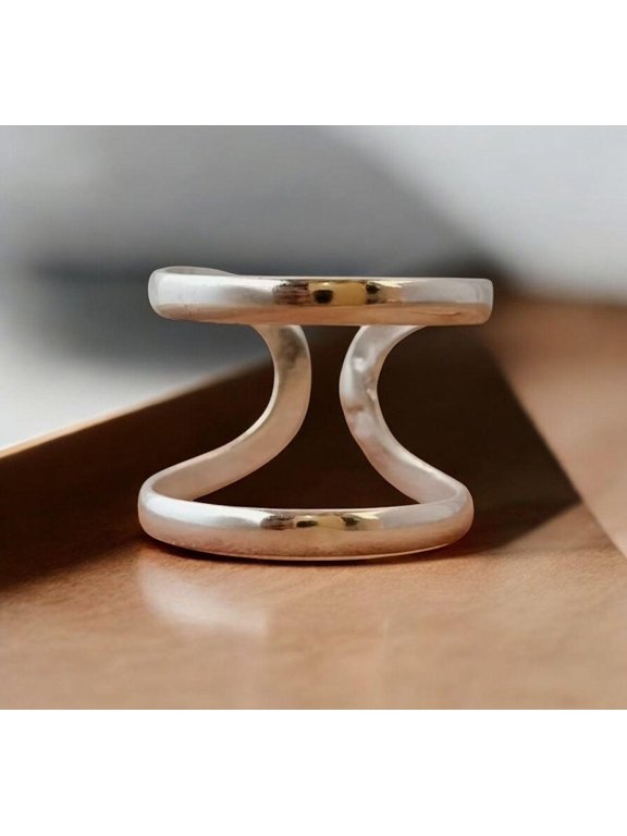 Swan Neck Ring, Silver Adjustable Open Band Fashion Ring