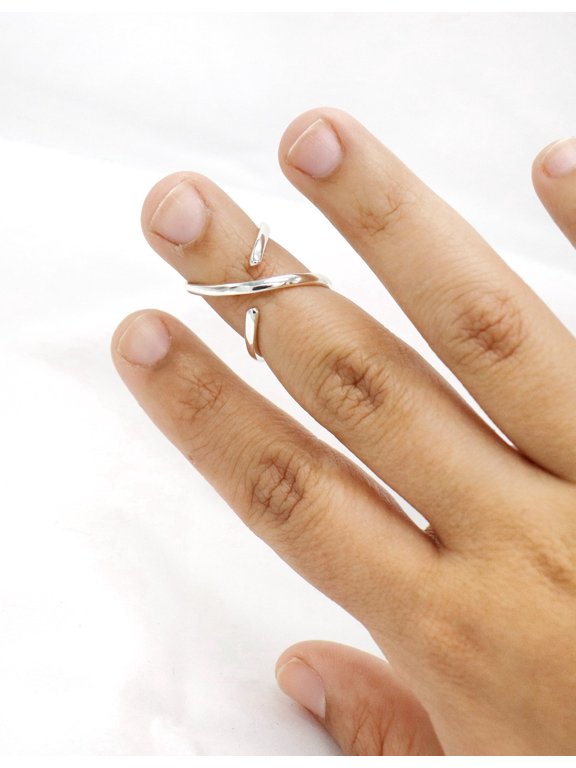 - adjustable silver x ring, handmade open band crossover ring with polished minimalist stackable style