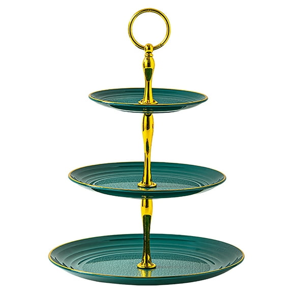 TRIEIY 3 Tier Serving Tray European Style Fruit Tray Three-Layer Dessert Stand Green A Tiered Tray Stand Clearance