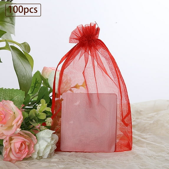 TRIEIY Clearance Sale！ Gift Bags 100 Pack Beautiful Colorful Organza Gift and Favour Bags 9Cm X 12Cm Household Essentials Home Decor F