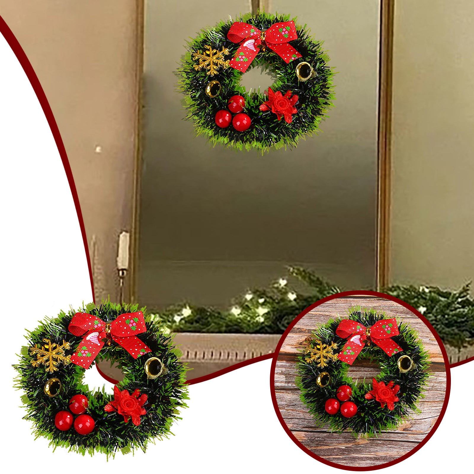 TRIEIY Wreath Clearance Sale！ Christmas Decorations 12Cm Christmas Wreath Flower Rattan Circle