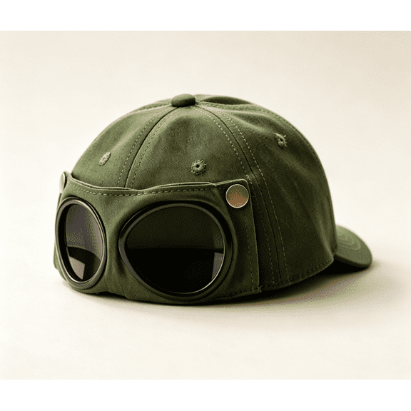 TRIES Pilot Baseball Cap With Removable Goggle Sunglasses Vintage Aviator Sun Hat UV Protection Outdoor Accessories Great Gift For Men Women