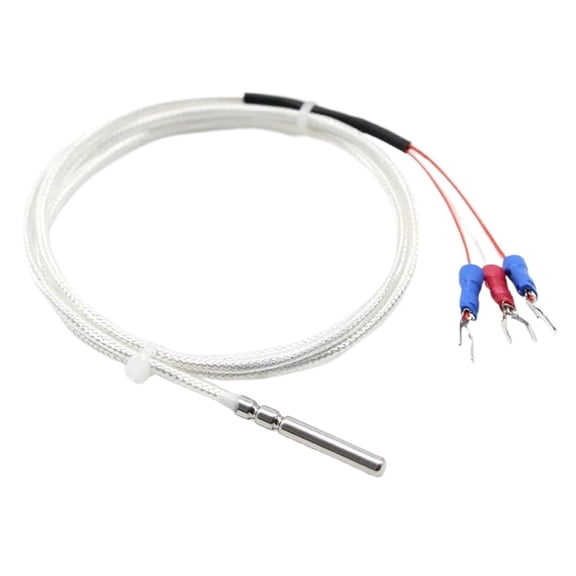TRIFUNESS 3 Wire with PTFE Coating Probe 30mm*3mm Length*Diameter. -50-200 Degrees Celsius 2 Meters PT100 Temperature Resistance Sensor