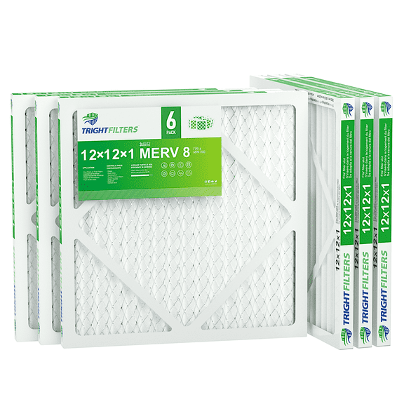 TRIGHTFILTERS 12x12x1 Air Filter MERV 8 Pleated HVAC AC Furnace Filters 6 Pack