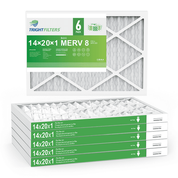 TRIGHTFILTERS 14x20x1 Air Filter MERV 8 Pleated HVAC AC Furnace Filters 6 Pack