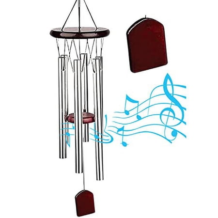 TRIGZONE Sympathy Wind Chimes for Outside Clearance-25 Inch Aluminum Wind Chimes Outdoor Clearance, Personalized Windchimes Outdoors with 6 Tuned Tubes for Garden Patio Balcony and Home (Silver)