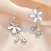 TRIHIY Flower Cubic-Zirconia Long Tassel Earrings Fashion Creative Shining Wonderful Graduation Gift