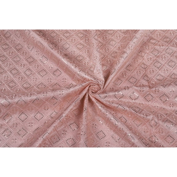 TRILOKI Baby Pink Poly Raw Silk Embroidery DIY Arts & Crafts, Sewing, Wedding Dress, Crafts, Inches 44, 38 Work By The Yard