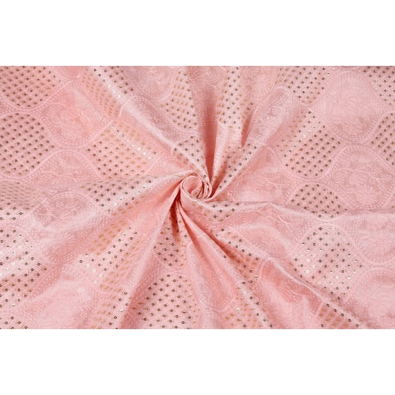 TRILOKI Baby Pink Poly Raw Silk Embroidery DIY Arts & Crafts, Sewing, Wedding Dress, Crafts, Inches 44, 38 Work By The Yard