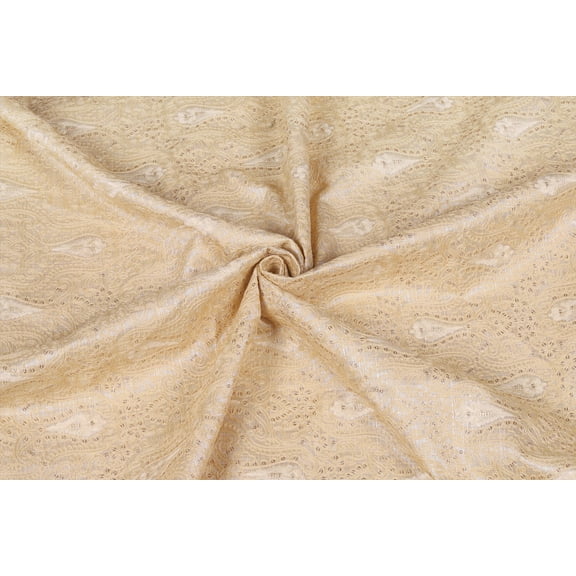 TRILOKI Beige Poly Raw Silk Embroidery DIY Arts & Crafts, Sewing, Wedding Dress, Crafts, Inches 44, 38 Work By The Yard