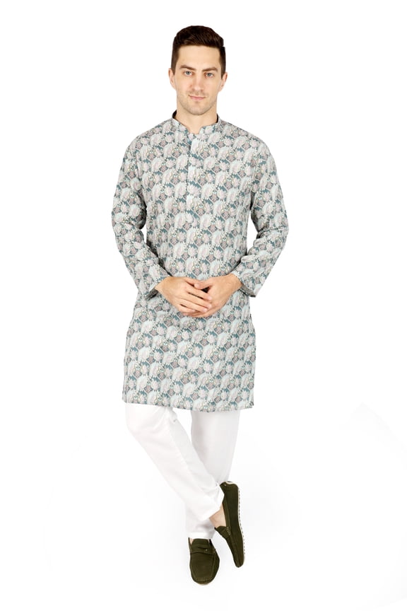 Bird Men Kurta Pajama Set Ethnic Indian Traditional Wear Ethnic Diwali Puja