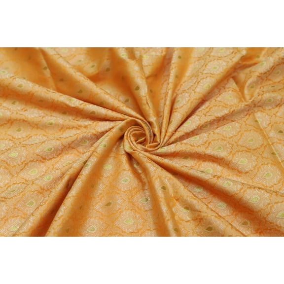 TRILOKI Damask&nbsp; Fabric Mustard Jacquard Embroidery Cotton Brocade 44 Sewing DIY Crafting Fashion Design Fabric By The Yard