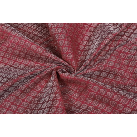 TRILOKI Flower Fabric Maroon Brocade Embroidery Poly Brocade 44 Sewing DIY Crafting Fashion Design Fabric By The Yard