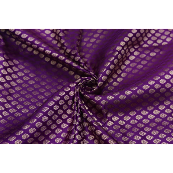 TRILOKI Flower Fabric Purle Brocade Embroidery Poly Brocade 44 Sewing DIY Crafting Fashion Design Fabric By The Yard