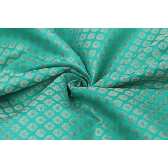 TRILOKI Flower Fabric Turquoise Brocade Embroidery Poly Brocade 44 Sewing DIY Crafting Fashion Design Fabric By The Yard