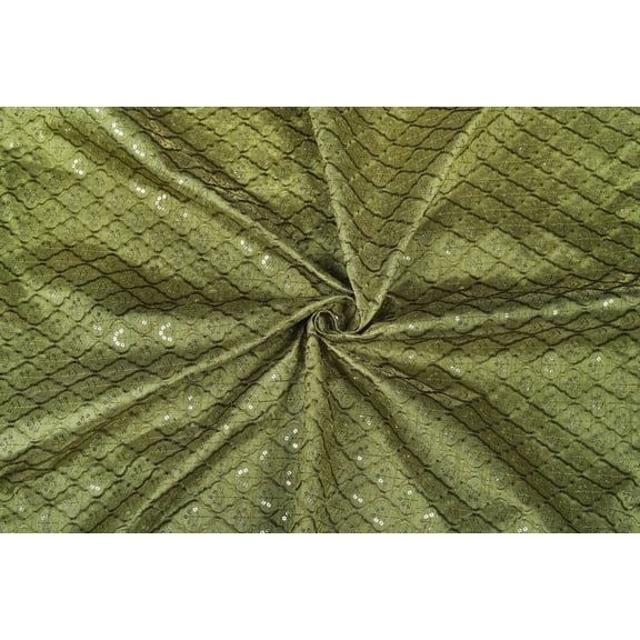 TRILOKI Green Poly Raw Silk Embroidery DIY Arts & Crafts, Sewing, Wedding Dress, Crafts, Inches 44, 38 Work By The Yard