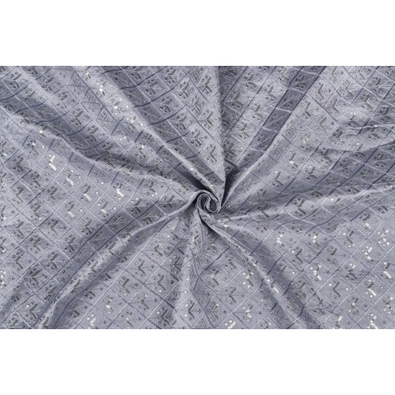 TRILOKI Grey Poly Raw Silk Embroidery DIY Arts & Crafts, Sewing, Wedding Dress, Crafts, Inches 44, 38 Work By The Yard