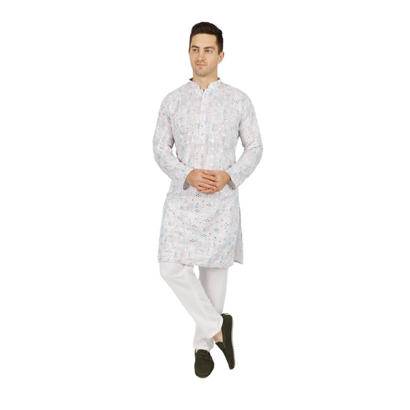 TRILOKI Herringbone Men Kurta Pajama Set Ethnic Indian Traditional Wear Ethnic Diwali Puja