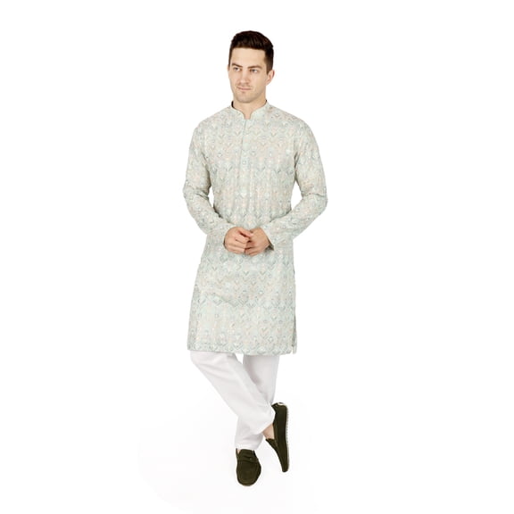 TRILOKI Ikkat Men Kurta Pajama Set Ethnic Indian Traditional Wear Ethnic Diwali Puja
