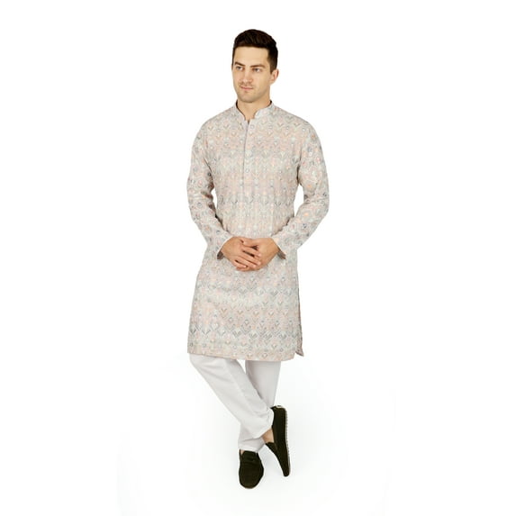 TRILOKI Ikkat Men Kurta Pajama Set Ethnic Indian Traditional Wear Ethnic Diwali Puja