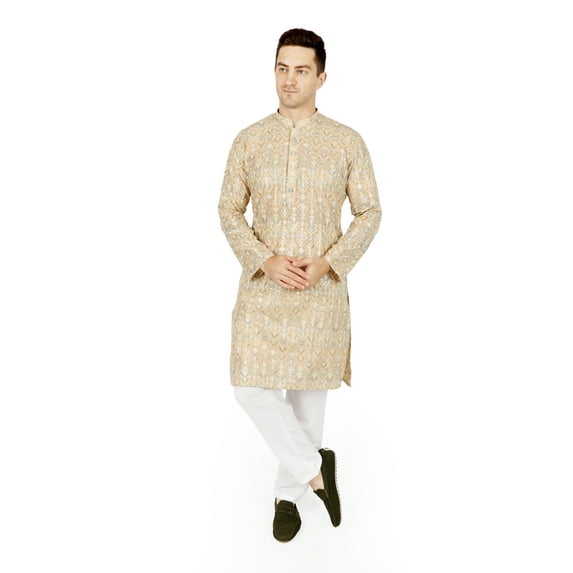 TRILOKI Ikkat Men Kurta Pajama Set Ethnic Indian Traditional Wear Ethnic Diwali Puja