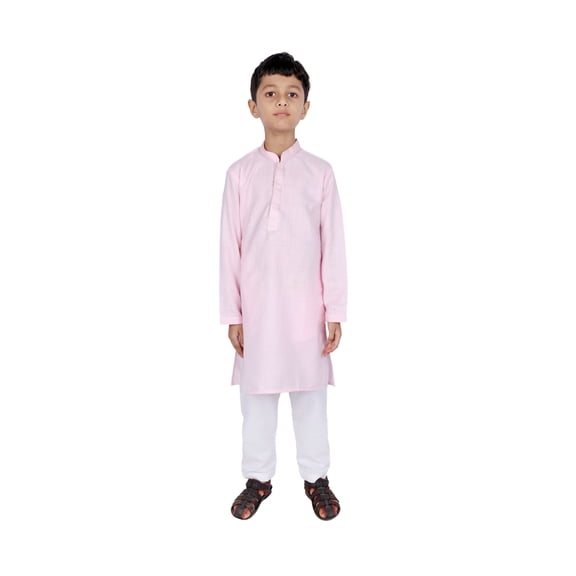 TRILOKI Kids Cotton Kurta Set for Boys Indian Traditional Ethnic Wear Baby Pink