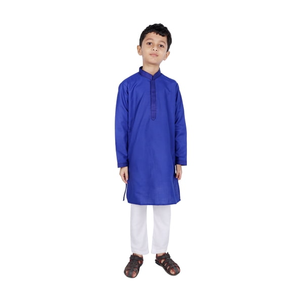 TRILOKI Kids Cotton Kurta Set for Boys Indian Traditional Ethnic Wear Royal Blue