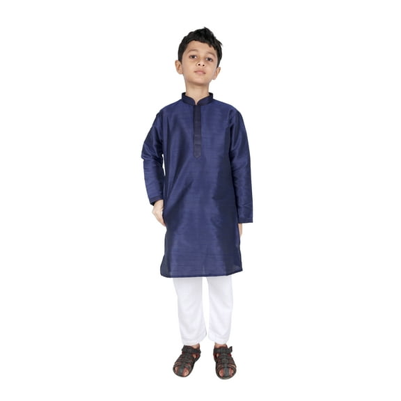 TRILOKI Kids Kurta Set for Boys Royal Blue Art Silk Indian Traditional Ethnic Wear