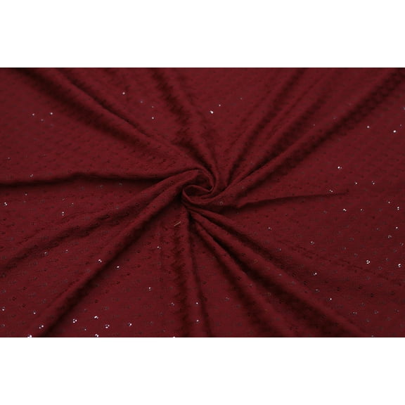 TRILOKI Leaf Fabric Maroon Embroidery Rayon Chikan 58, 52 Work Sewing DIY Crafting Fashion Design Fabric By The Yard