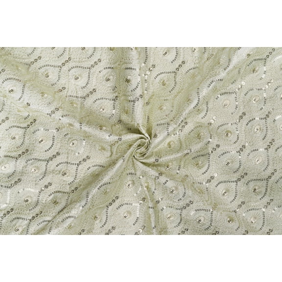 TRILOKI Light Green Poly Raw Silk Embroidery DIY Arts & Crafts, Sewing, Wedding Dress, Crafts, Inches 44, 38 Work By The Yard