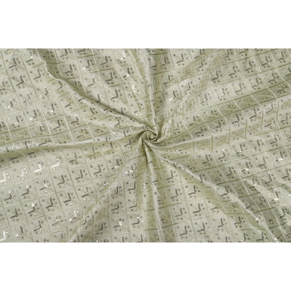 TRILOKI Light Green Poly Raw Silk Embroidery DIY Arts & Crafts, Sewing, Wedding Dress, Crafts, Inches 44, 38 Work By The Yard