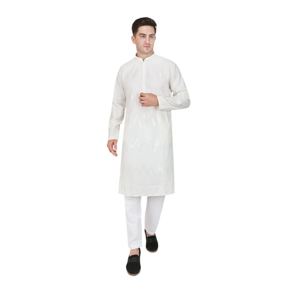 TRILOKI Mens Embroidered Sequined Kurta Pajama Set Rayon Ethnic Indian Traditional Wear Wedding Designer Ethnic Diwali Puja Kurta Payjama Set