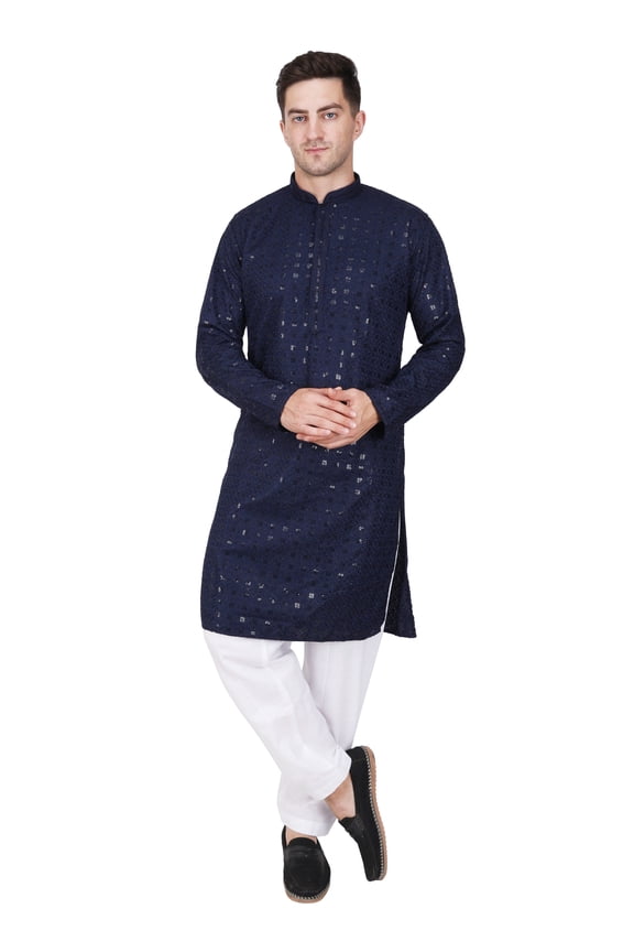 Mens Embroidered Sequined Kurta Pajama Set Rayon Ethnic Indian Traditional Wear Wedding Designer Ethnic Diwali Puja Kurta Payjama Set