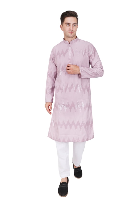 Mens Embroidered Sequined Kurta Pajama Set Rayon Ethnic Indian Traditional Wear Wedding Designer Ethnic Diwali Puja Kurta Payjama Set