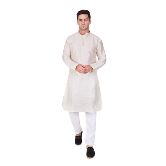 TRILOKI Mens Kurta Pajama Set Art Silk Ethnic Indian Traditional Wear Wedding Designer Ethnic Diwali Puja Kurta Payjama Set