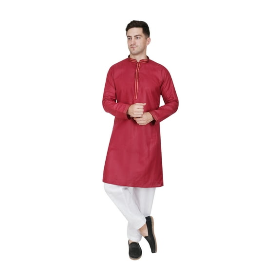 TRILOKI Mens Kurta Pajama Set Indian Casual Cotton Ethnic Indian Traditional Wear