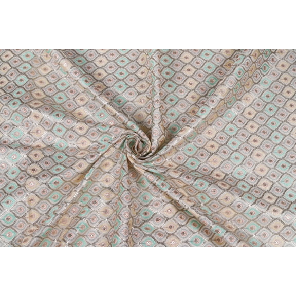 TRILOKI Multicolor1 Poly Raw Silk Embroidery DIY Arts & Crafts, Sewing, Wedding Dress, Crafts, Inches 44, 38 Work By The Yard