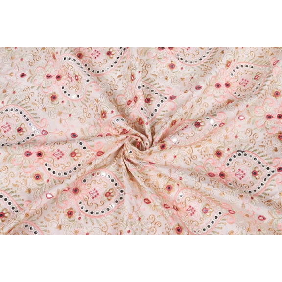 TRILOKI Multicolor1 Poly Raw Silk Embroidery DIY Arts & Crafts, Sewing, Wedding Dress, Crafts, Inches 44, 38 Work By The Yard