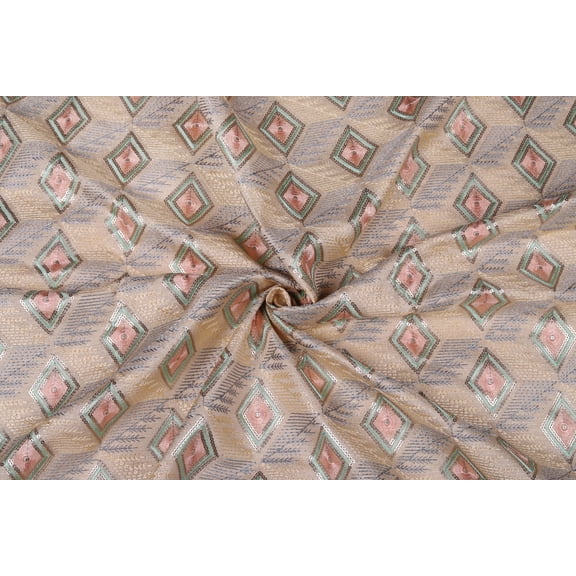 TRILOKI Multicolor2 Poly Raw Silk Embroidery DIY Arts & Crafts, Sewing, Wedding Dress, Crafts, Inches 44, 38 Work By The Yard