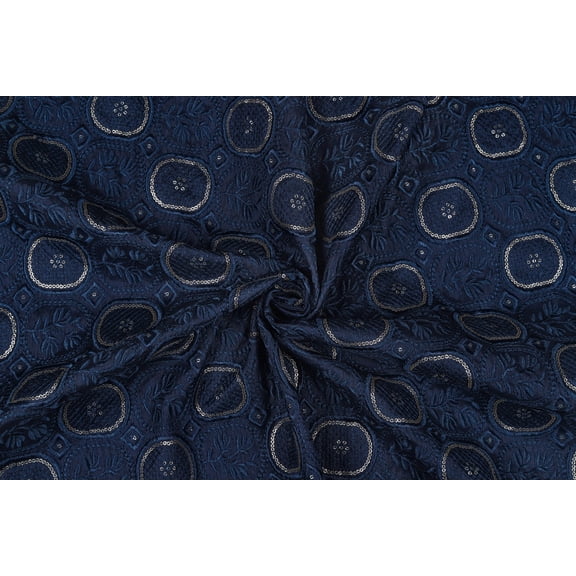 TRILOKI Navy Blue Poly Raw Silk Embroidery DIY Arts & Crafts, Sewing, Wedding Dress, Crafts, Inches 44, 38 Work By The Yard
