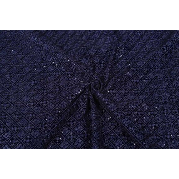 TRILOKI Navy Blue Velvet Embroidery DIY Arts & Crafts, Sewing, Wedding Dress, Crafts, Inches 44, 38 Work By The Yard