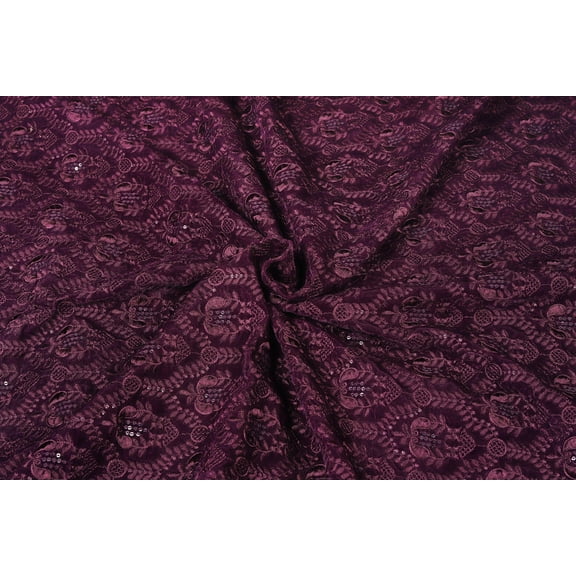 TRILOKI Purple Velvet Embroidery DIY Arts & Crafts, Sewing, Wedding Dress, Crafts, Inches 44, 38 Work By The Yard