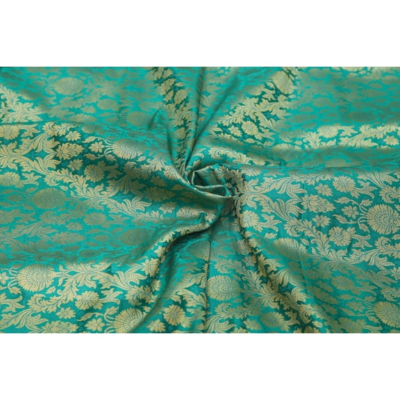 TRILOKI Sea Green Banarasi Blended Silk Brocade Banarasi Blended Silk Brocade DIY Arts & Crafts, Sewing, Wedding Dress, Crafts, Inches 44 By The Yard