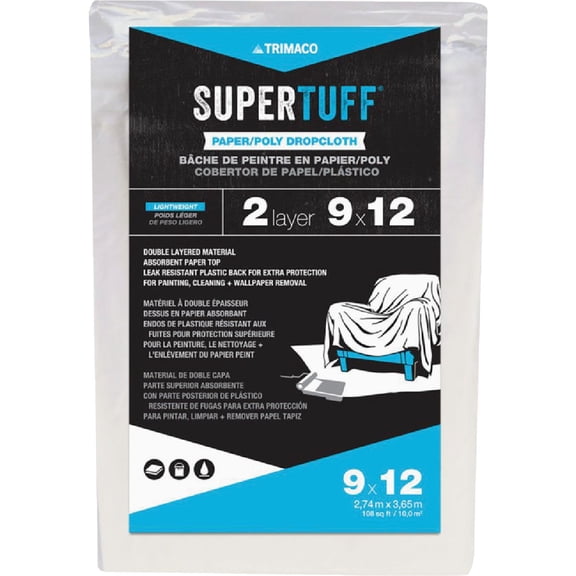 TRIMACO INC Trimaco SuperTuff Plastic And Paper Combination Drop Cloth - Pack of 2