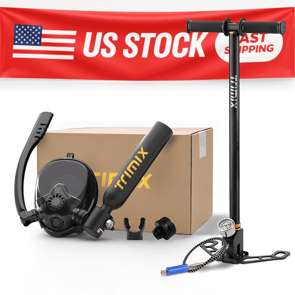 TRIMIX Mini Scuba Lung Tank 0.5L With Snorkeling Mask High Pressure Hand Pump Support Up to 10 Minutes Underwater Breathe 5 Meter Depth