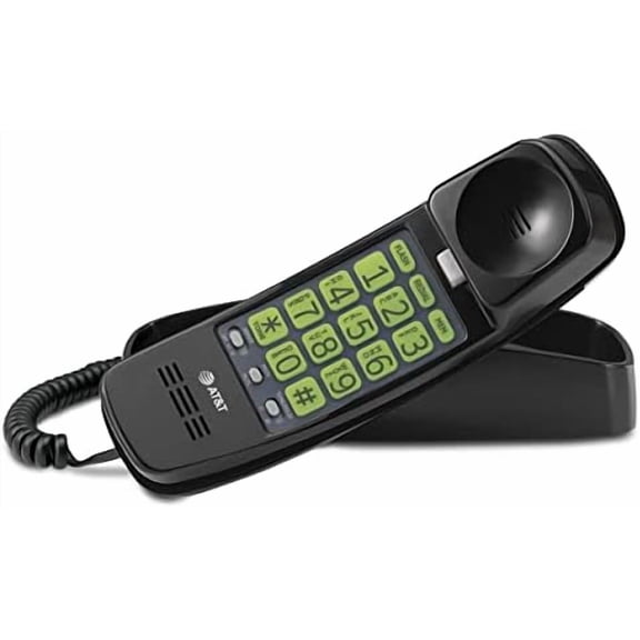 TRIMLINE 213-11 Corded Home Phone with Extra Big Buttons & Visual Ringer. No AC Power Required, Improved Easy-wall-mount, Lighted Keypad, 10 Speed Dial Keys, Volume Control,Senior Friendly. BLACK